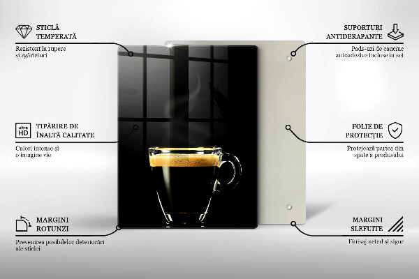 Kuchynská doska veľká zo skla Pohárik čiernej kávy