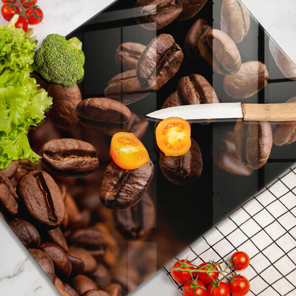 Kuchynská doska veľká zo skla Hnedé kávové zrná