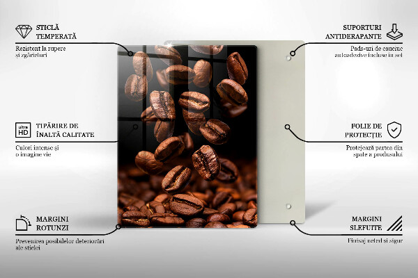Kuchynská doska veľká zo skla Hnedé kávové zrná