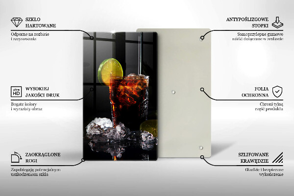 Kuchynská doska veľká zo skla Zemitý nápoj s ľadom