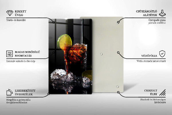 Kuchynská doska veľká zo skla Zemitý nápoj s ľadom
