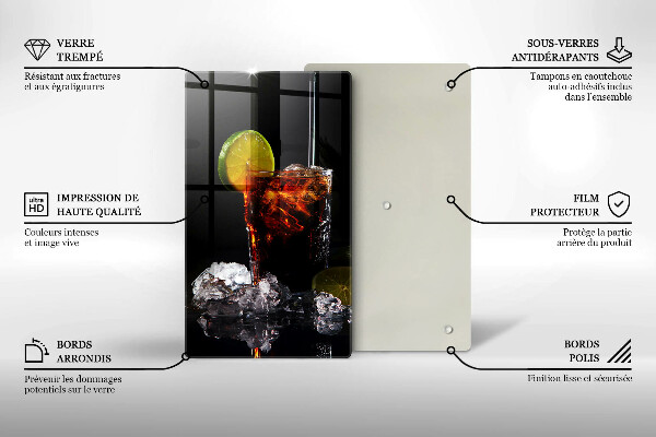 Kuchynská doska veľká zo skla Zemitý nápoj s ľadom