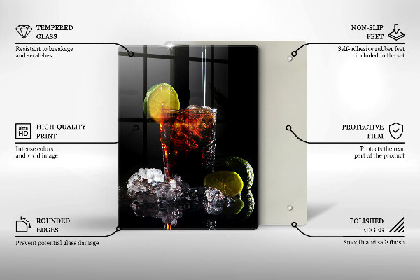 Kuchynská doska veľká zo skla Zemitý nápoj s ľadom