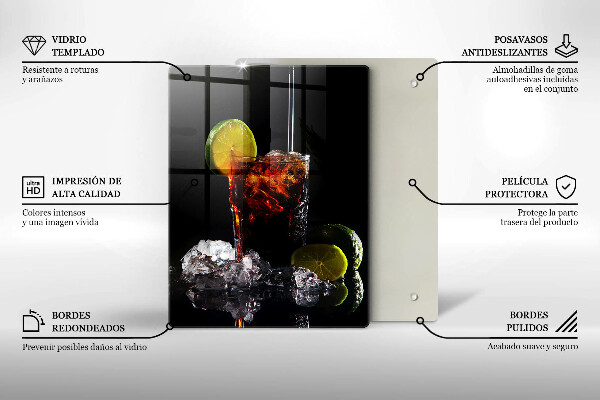 Kuchynská doska veľká zo skla Zemitý nápoj s ľadom