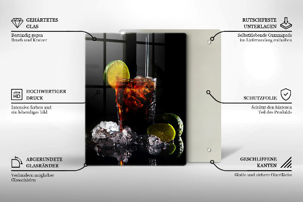 Kuchynská doska veľká zo skla Zemitý nápoj s ľadom