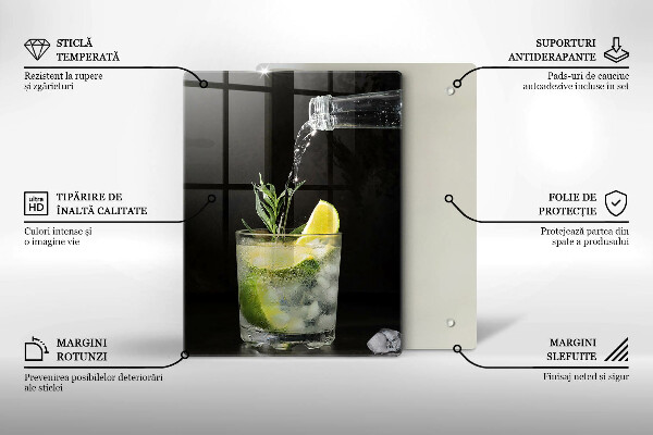 Kuchynská doska veľká zo skla Pohár vody