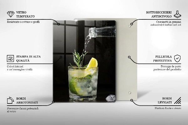 Kuchynská doska veľká zo skla Pohár vody