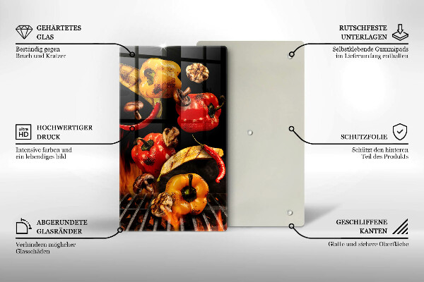 Kuchynská doska veľká zo skla Zelenina na grile