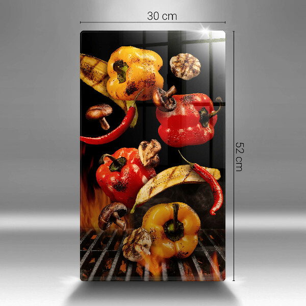 Kuchynská doska veľká zo skla Zelenina na grile