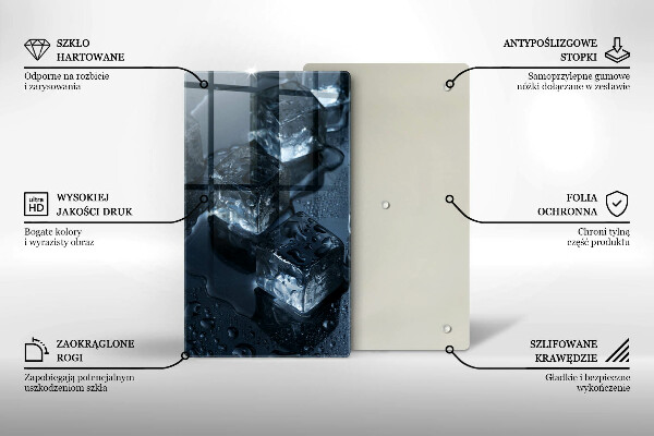 Kuchynská doska veľká zo skla Studené kocky ľadu