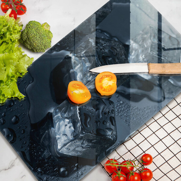Kuchynská doska veľká zo skla Studené kocky ľadu