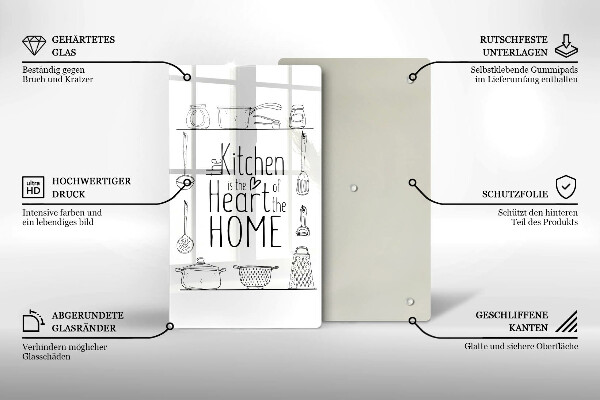 Kuchynská doska veľká zo skla Nápis veta