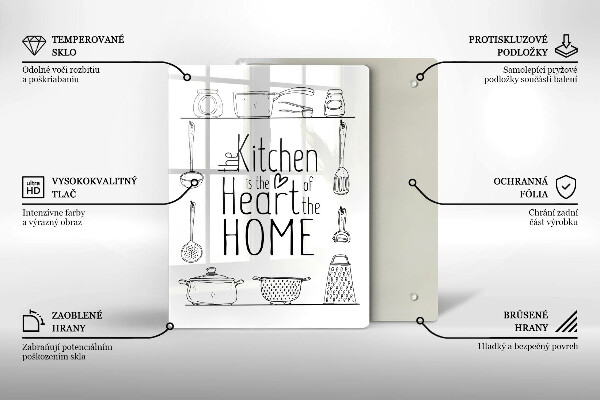 Kuchynská doska veľká zo skla Nápis veta