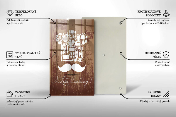 Kuchynská doska veľká zo skla I like cooking