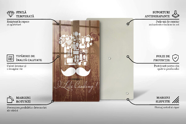 Kuchynská doska veľká zo skla I like cooking