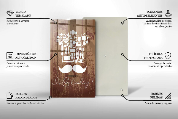 Kuchynská doska veľká zo skla I like cooking