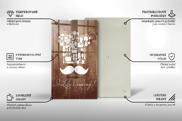 Kuchynská doska veľká zo skla I like cooking