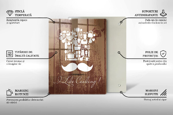 Kuchynská doska veľká zo skla I like cooking