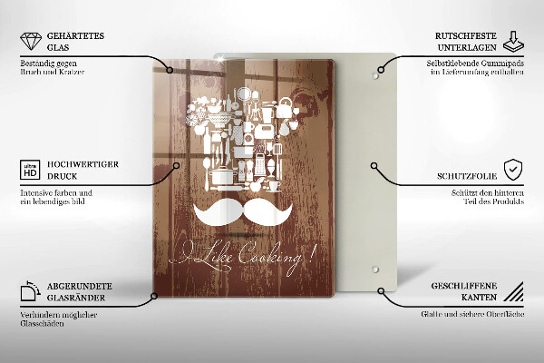 Kuchynská doska veľká zo skla I like cooking