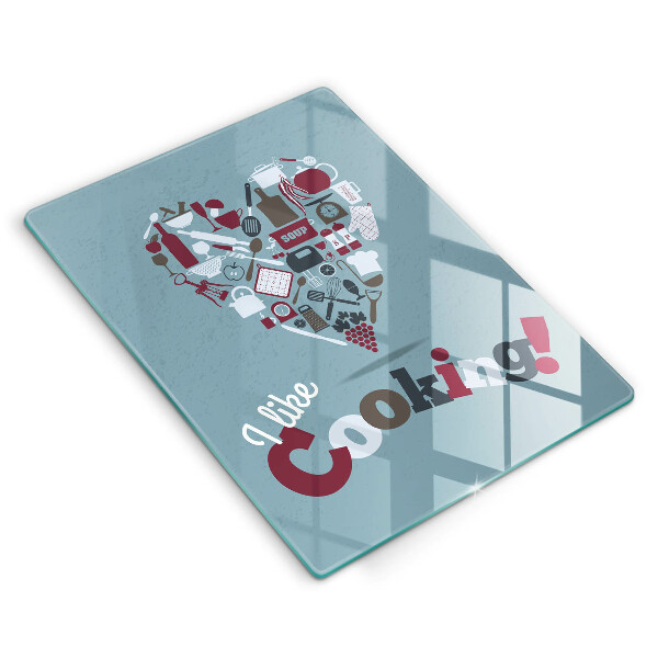 Kuchynská doska veľká zo skla I like cooking