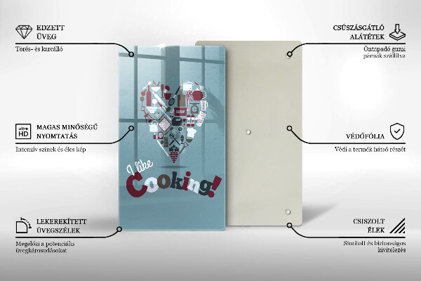 Kuchynská doska veľká zo skla I like cooking