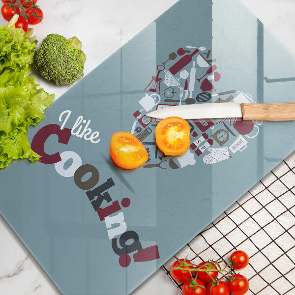 Kuchynská doska veľká zo skla I like cooking