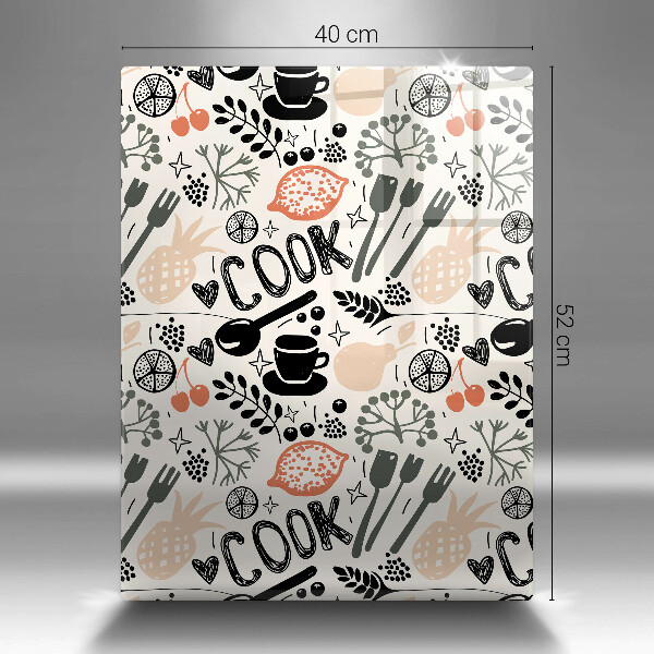 Kuchynská doska veľká zo skla Kreslený kuchynský motív