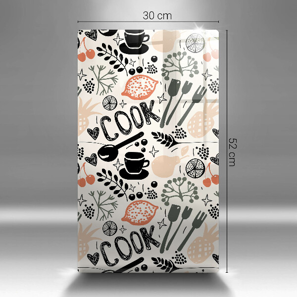 Kuchynská doska veľká zo skla Kreslený kuchynský motív