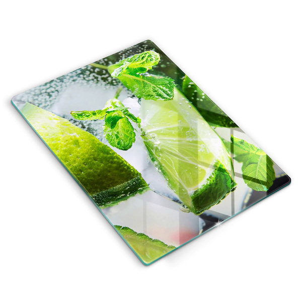 Kuchynská doska veľká zo skla Voda s vápnom a ľadom