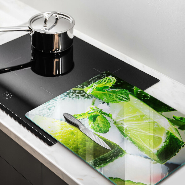 Kuchynská doska veľká zo skla Voda s vápnom a ľadom