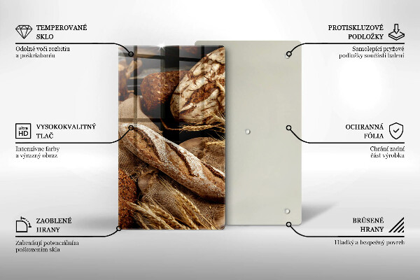 Kuchynská doska veľká zo skla Chlebové chleby