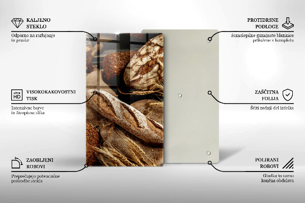 Kuchynská doska veľká zo skla Chlebové chleby