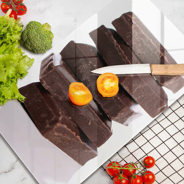 Kuchynská doska veľká zo skla Čokoládové kocky