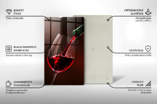 Kuchynská doska veľká zo skla Pohár vína