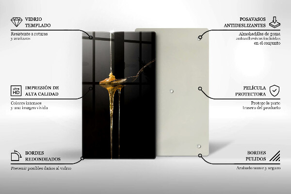 Kuchynská doska veľká zo skla Lyžička medu