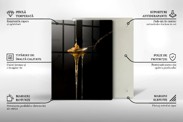 Kuchynská doska veľká zo skla Lyžička medu