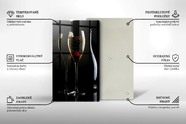 Kuchynská doska veľká zo skla Poháre na šampanské