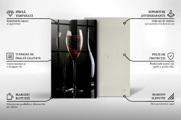 Kuchynská doska veľká zo skla Poháre na šampanské