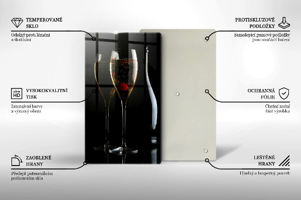 Kuchynská doska veľká zo skla Poháre na šampanské