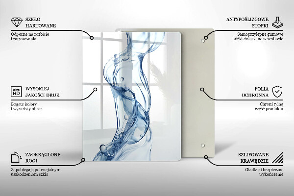 Kuchynská doska veľká zo skla Čistá voda