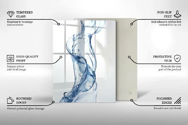 Kuchynská doska veľká zo skla Čistá voda