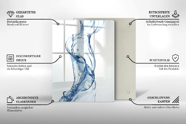 Kuchynská doska veľká zo skla Čistá voda