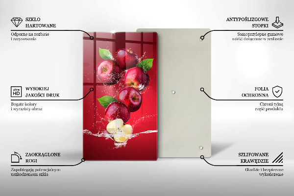 Kuchynská doska veľká zo skla Šťavnaté jablká vo vode