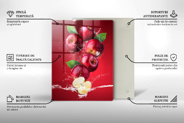 Kuchynská doska veľká zo skla Šťavnaté jablká vo vode