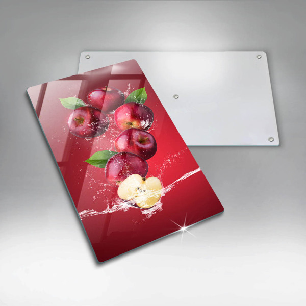 Kuchynská doska veľká zo skla Šťavnaté jablká vo vode