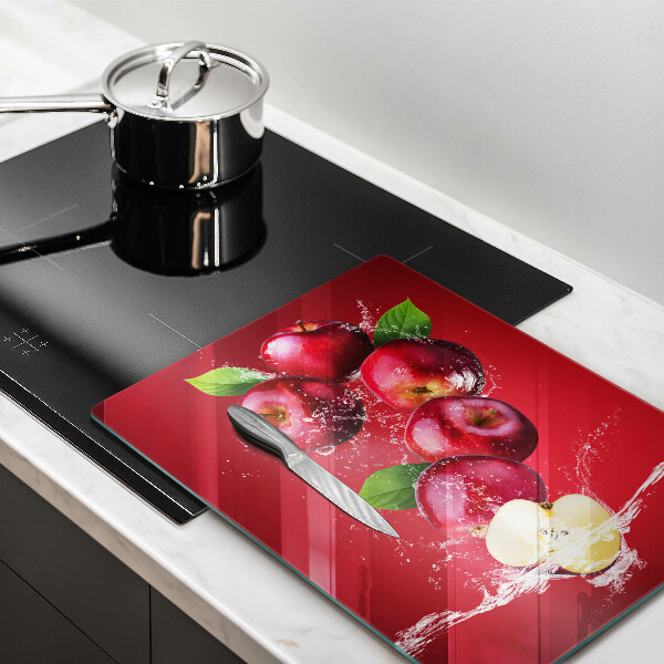 Kuchynská doska veľká zo skla Šťavnaté jablká vo vode