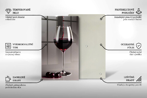 Kuchynská doska veľká zo skla Sklo a hrozno