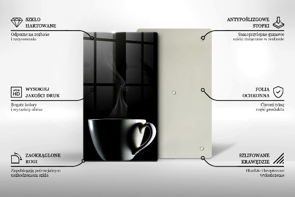 Kuchynská doska veľká zo skla Šálka čaju