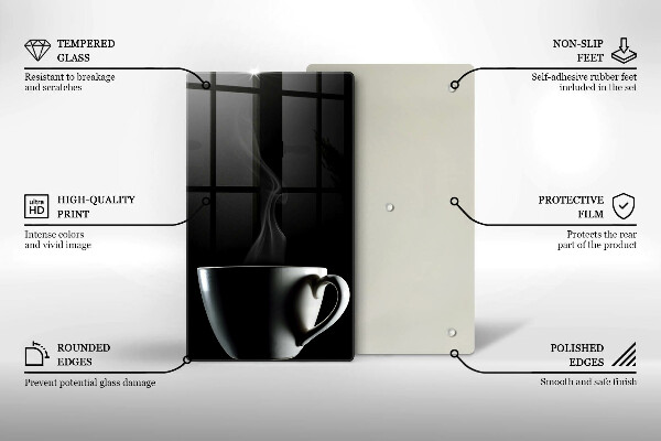 Kuchynská doska veľká zo skla Šálka čaju