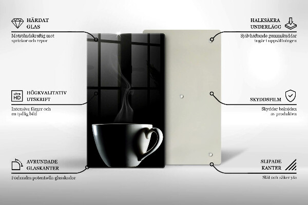 Kuchynská doska veľká zo skla Šálka čaju